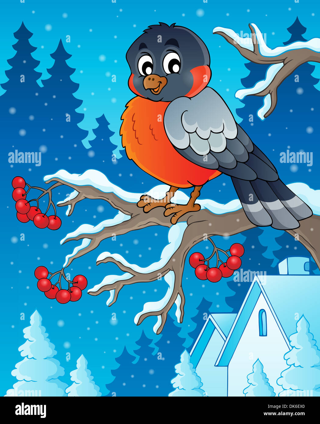 Winter bird theme image 1 - picture illustration Stock Photo - Alamy