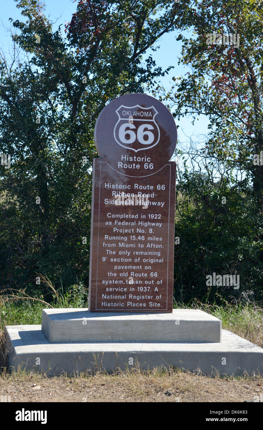 Oklahoma Route 66, 1922 Ribbon RoadSidewalk Highway monument now a