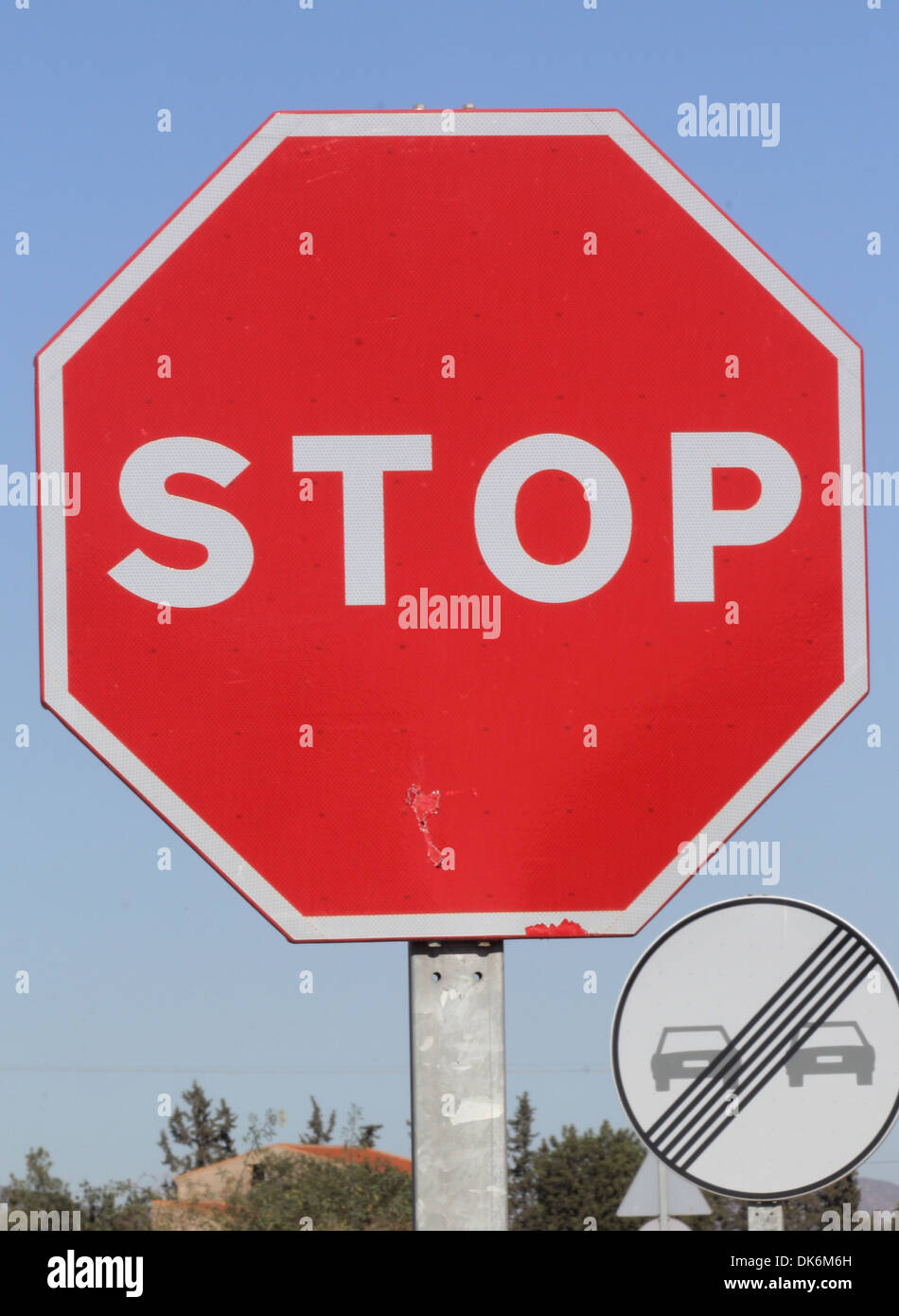 European Road Stop Sign Stock Photo