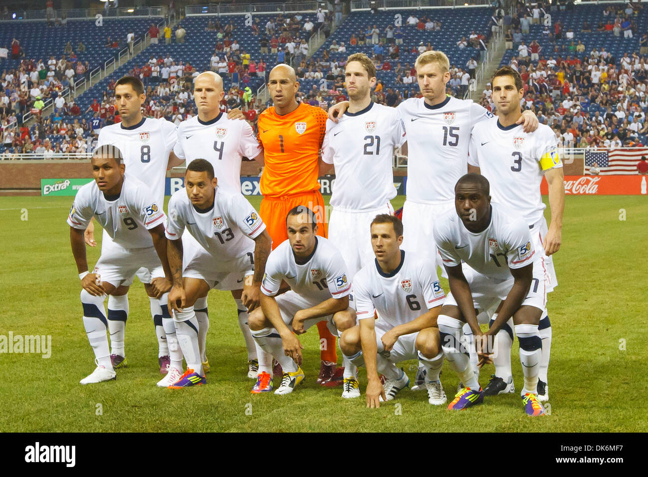 June 7, 2011 - Detroit, Michigan, U.S - The starting players for the United States pose for team photographs prior to the start of the match.  The United States defeated Canada 2-0 in the second match of the Group C-play opening round doubleheader of the 2011 CONCACAF Gold Cup soccer tournament played at Ford Field in Detroit, Michigan. (Credit Image: © Scott Grau/Southcreek Global Stock Photo