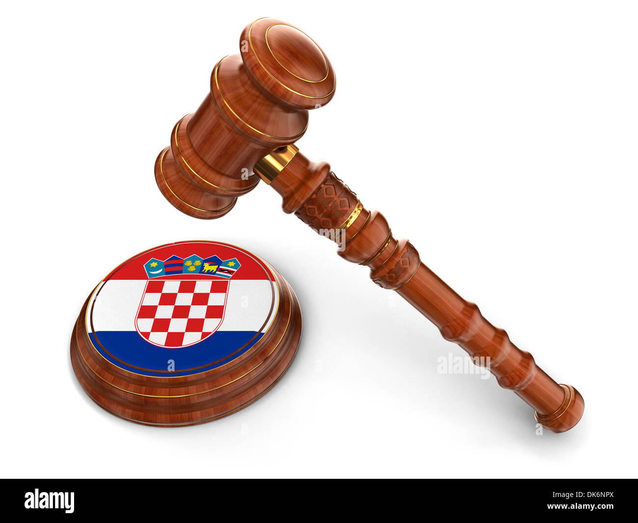 Wooden Mallet and Croatian flag (clipping path included) Stock Photo