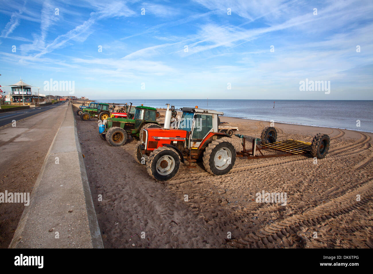 Tractors On The Beach At The Boat Launch At Hornsea East Riding Of