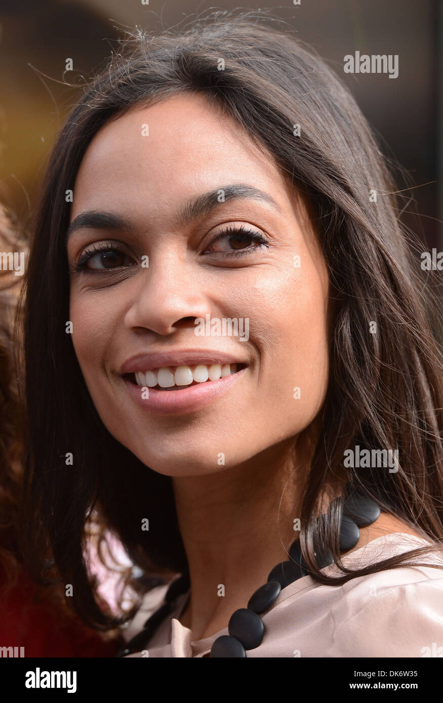 Rosario Dawson attends a photo call for Tara Smith's "Vegan Haircare" at  M&S Oxford Street London England- 27.09.12 Stock Photo - Alamy