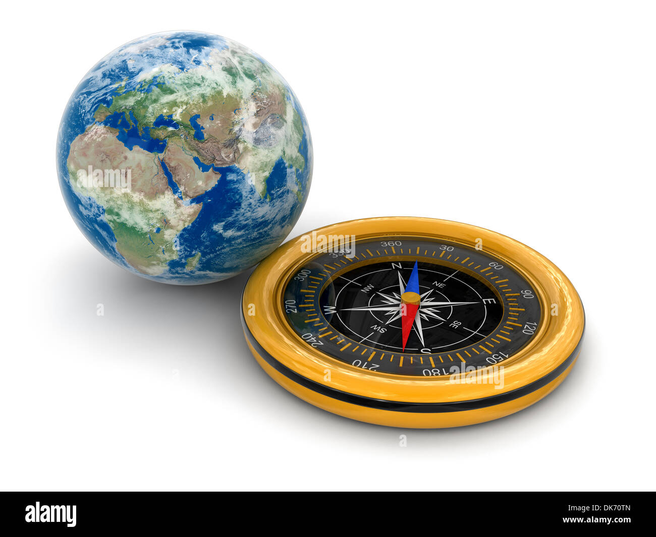 Globe and Compass (clipping path included Stock Photo Alamy