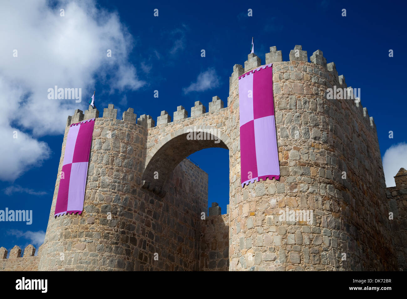 Wonderful medieval outer wall that protects and surrounds the city of Avila Stock Photo