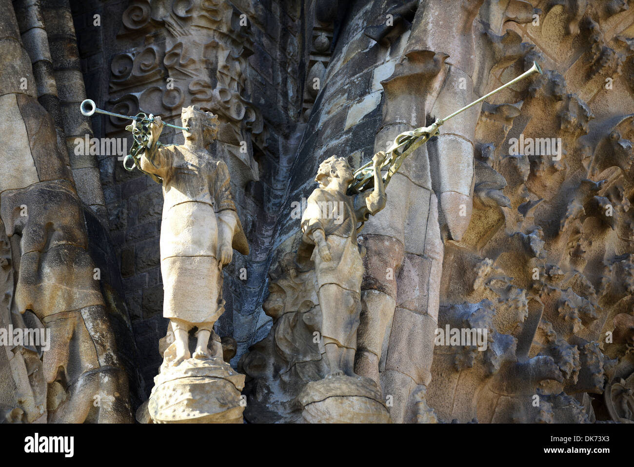 Sculptures on the facade of the Sagrada Família, Barcelona, Spain. La Sagrada Família church, Barcelona, Spain Stock Photo