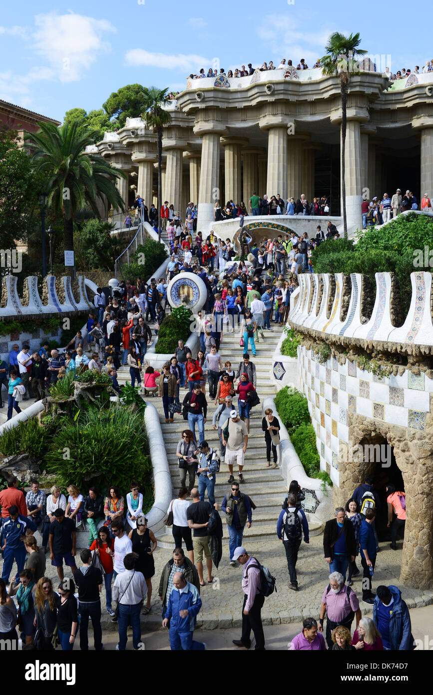 Park Guell or Parc Guell, Barcelona, Spain, Park Guell, Antonio Gaudi's Park Guell Stock Photo