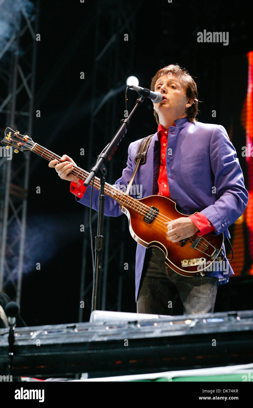 Sir Paul McCartney performing on the Pyramid stage at the Glastonbury