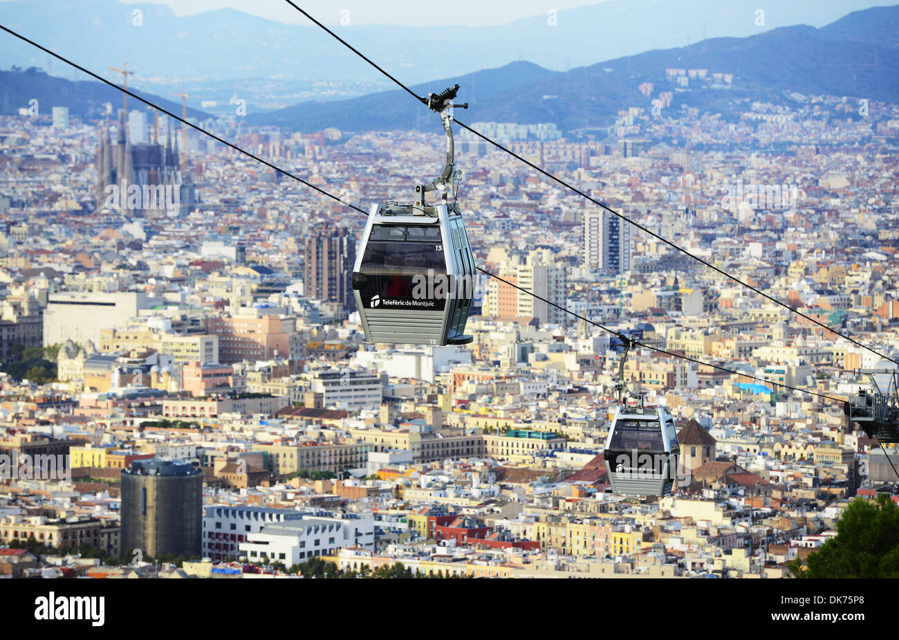 Montjuic cable car, Barcelona, Spain Stock Photo