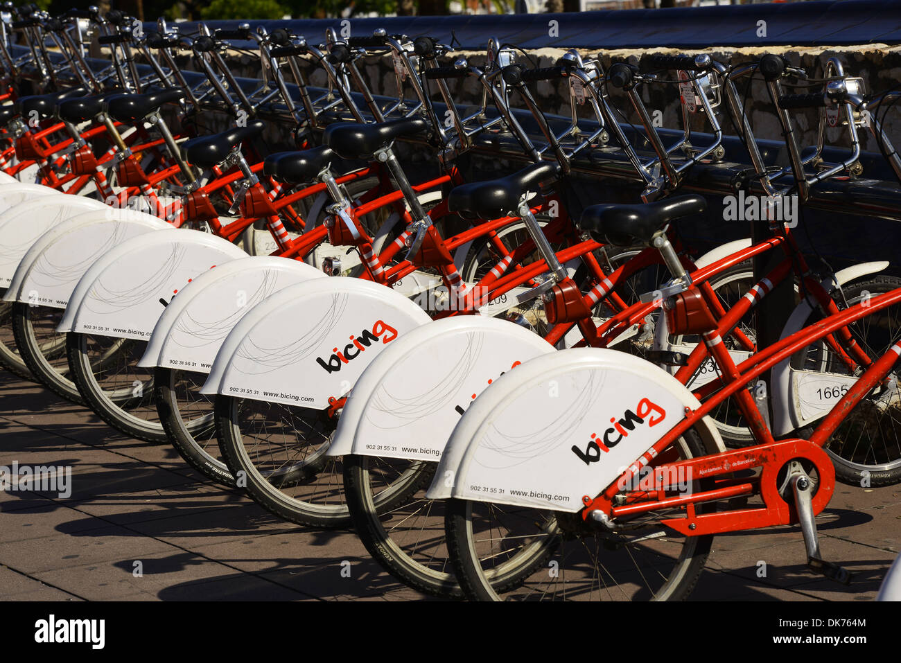 Bicycles, rental bikes, hire bicycle, Barcelona, Spain Stock Photo