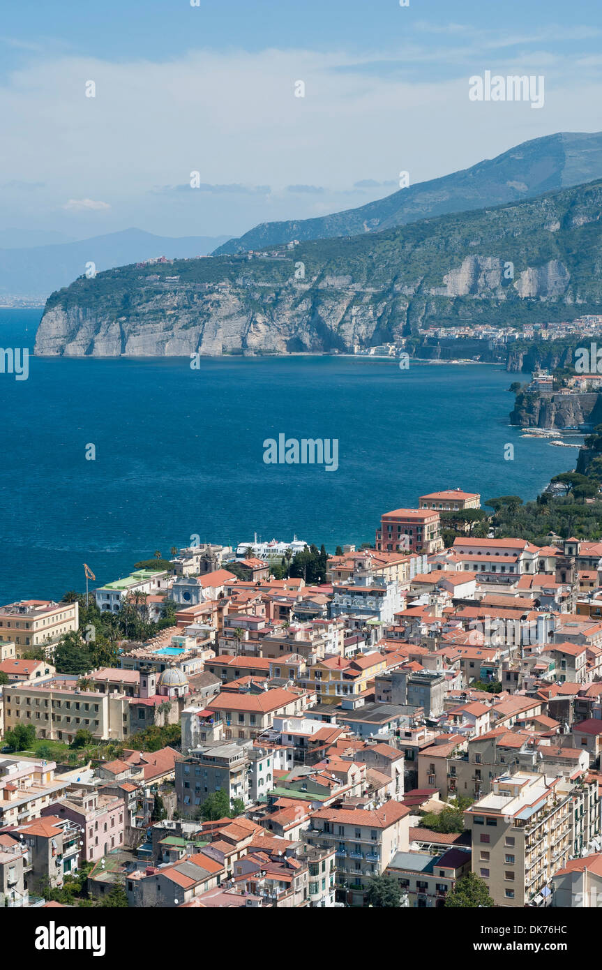 Sorrento. Italy. Aerial view of Sorrento and the Bay of Naples. Stock Photo
