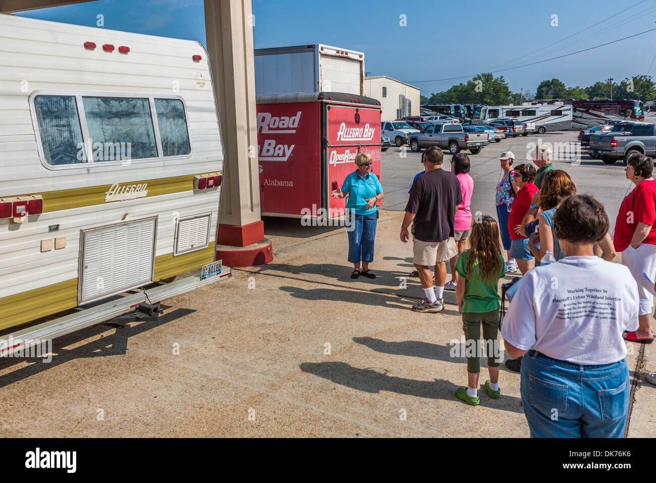 Factory tour takes visitors past classic travel trailer at Tiffin