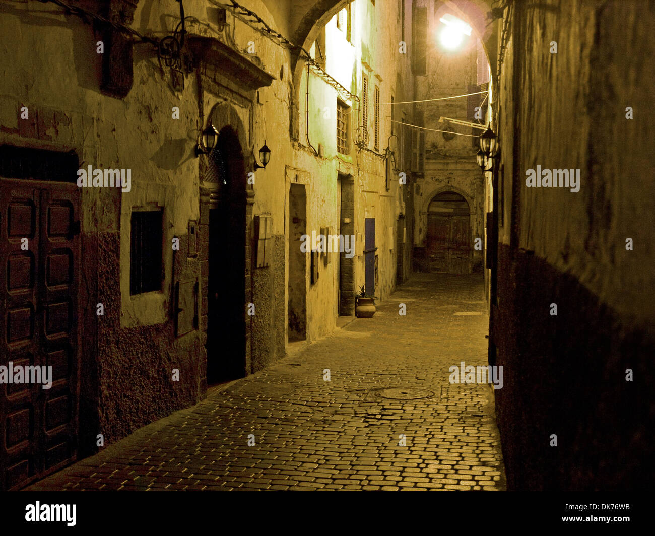 Alleyway At Night In The Medina Essaouira Morocco Stock Photo Alamy