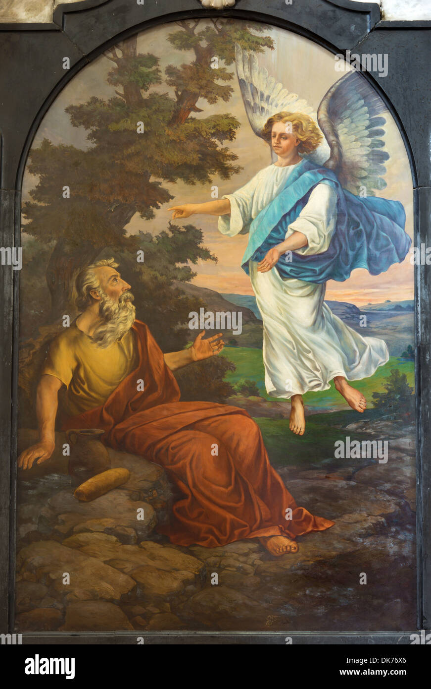 LEUVEN, BELGIUM - SEPTEMBER 3: Paint of prophet Elijah form St. Michaels church (Michelskerk) Stock Photo