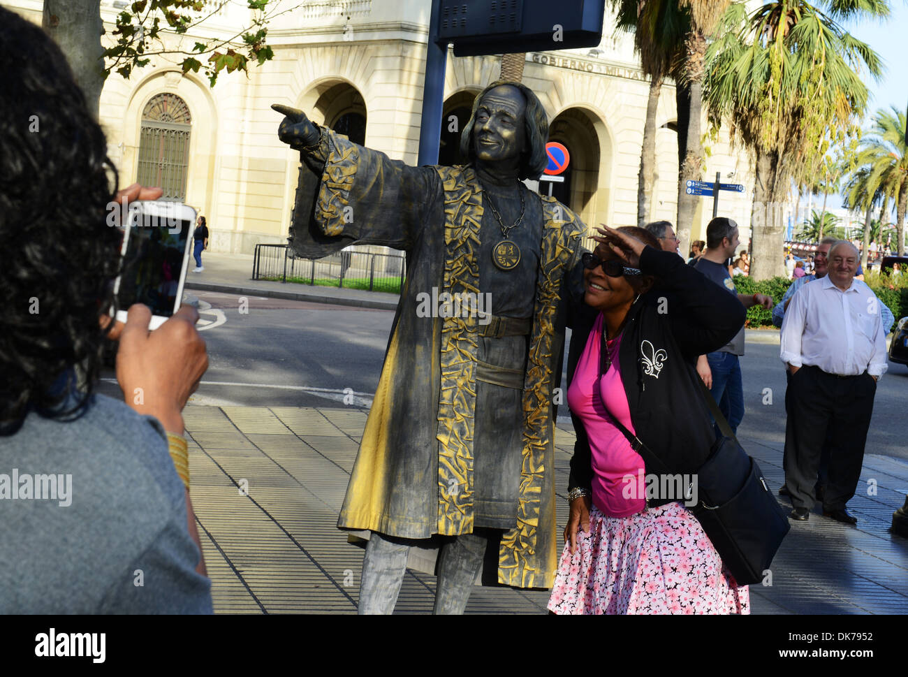 Street entertainer on Las Ramblas, Barcelona, Spain Stock Photo
