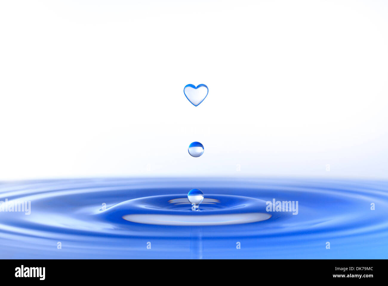 Heart-shaped water drop Stock Photo