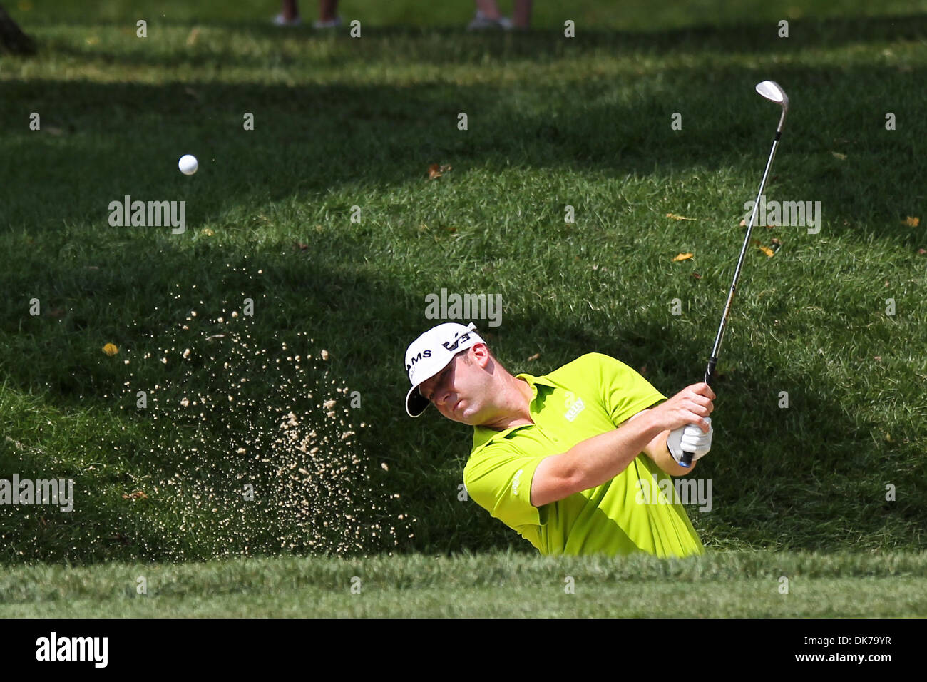 June 18, 2011 - Bethesda, Maryland, UNITED STATES - Justin Hicks (USA) practices out of the bunker during the third round of the 2011 U.S. Open at Congressional  Country Club. (Credit Image: © Debby Wong/Southcreek Global/ZUMAPRESS.com) Stock Photo