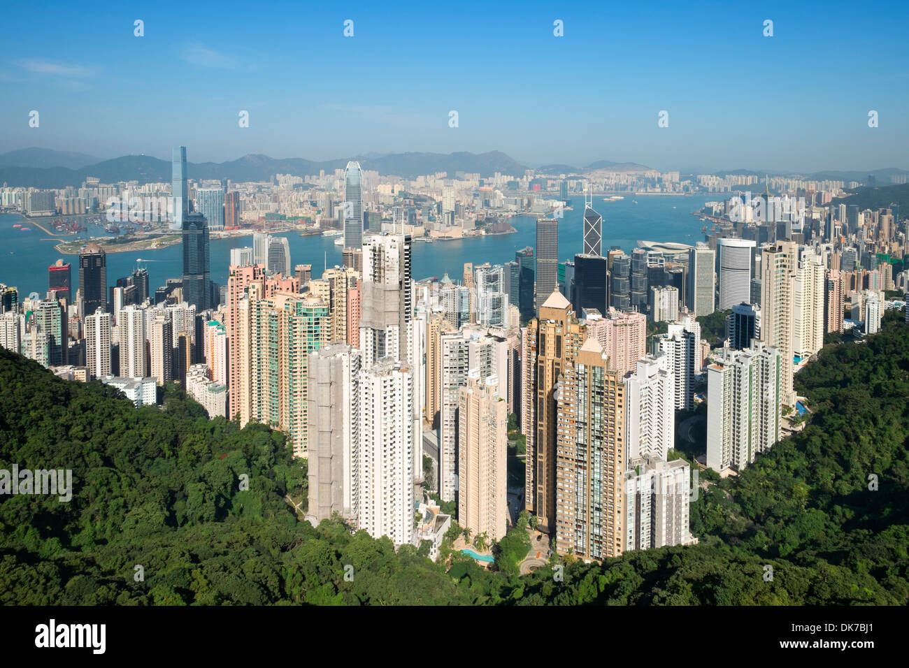 View of skyline of Hong Kong from The Peak Stock Photo