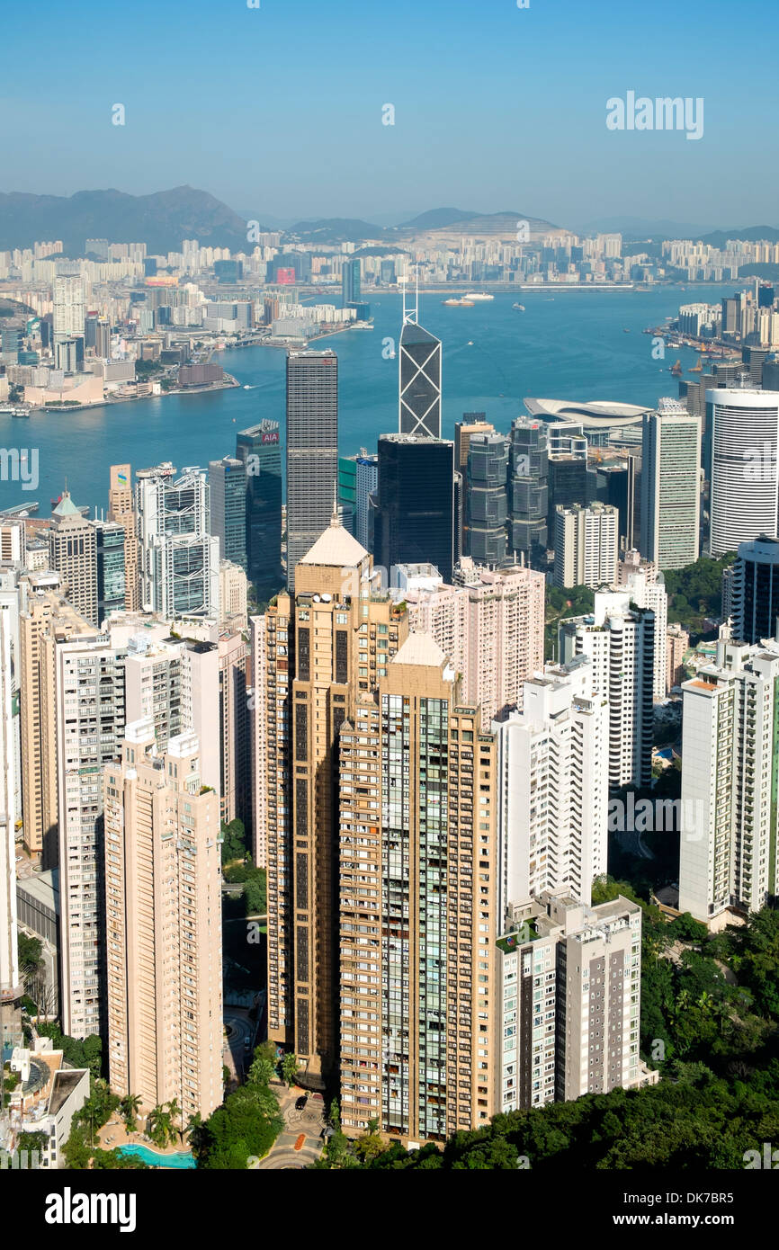 View of skyline of Hong Kong from The Peak Stock Photo