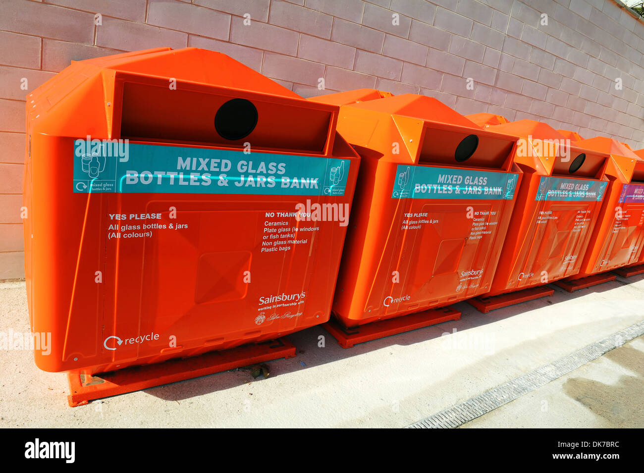 Recycling bin, Recycling bins for glass, bottles and jars, UK Stock