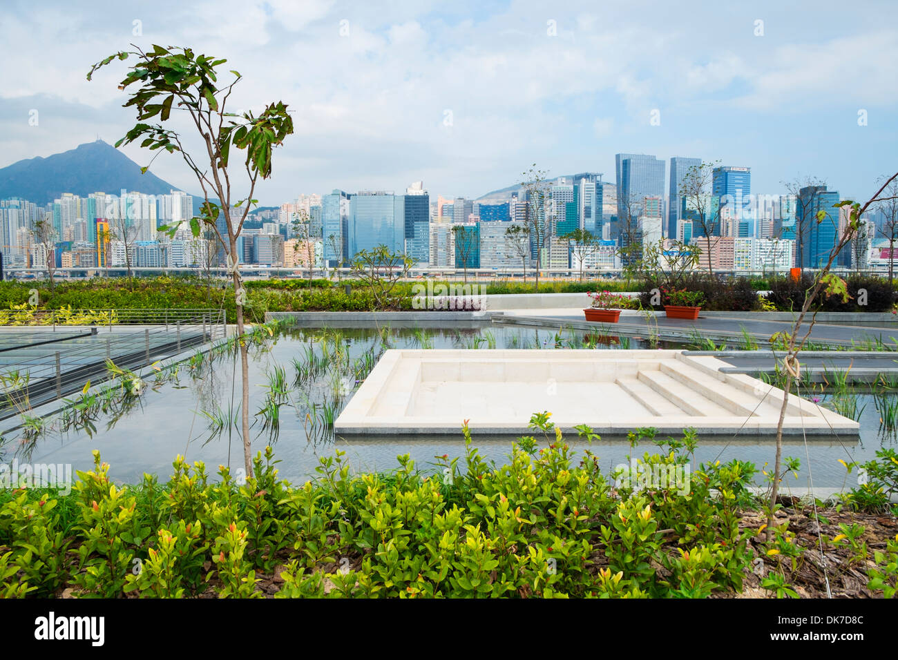 Public garden and park on rooftop of new Kai Tak Cruise Terminal in Hong Kong Stock Photo