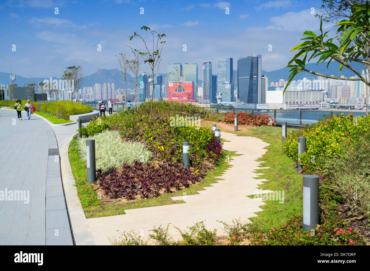 Public garden and park on rooftop of new Kai Tak Cruise Terminal in Hong Kong Stock Photo