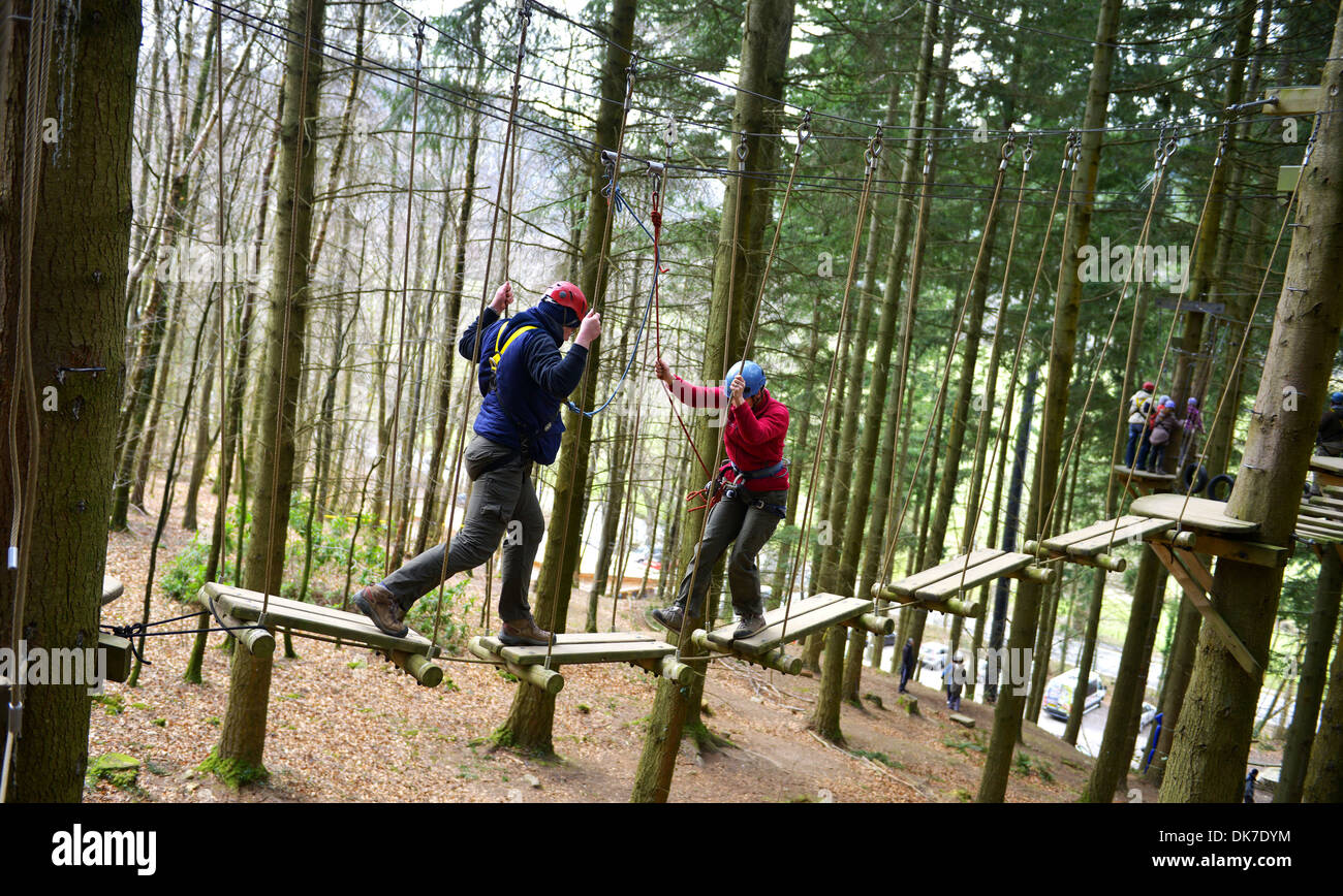 Tree Top Adventure centre at BetwsyCoed, North Wales Stock Photo