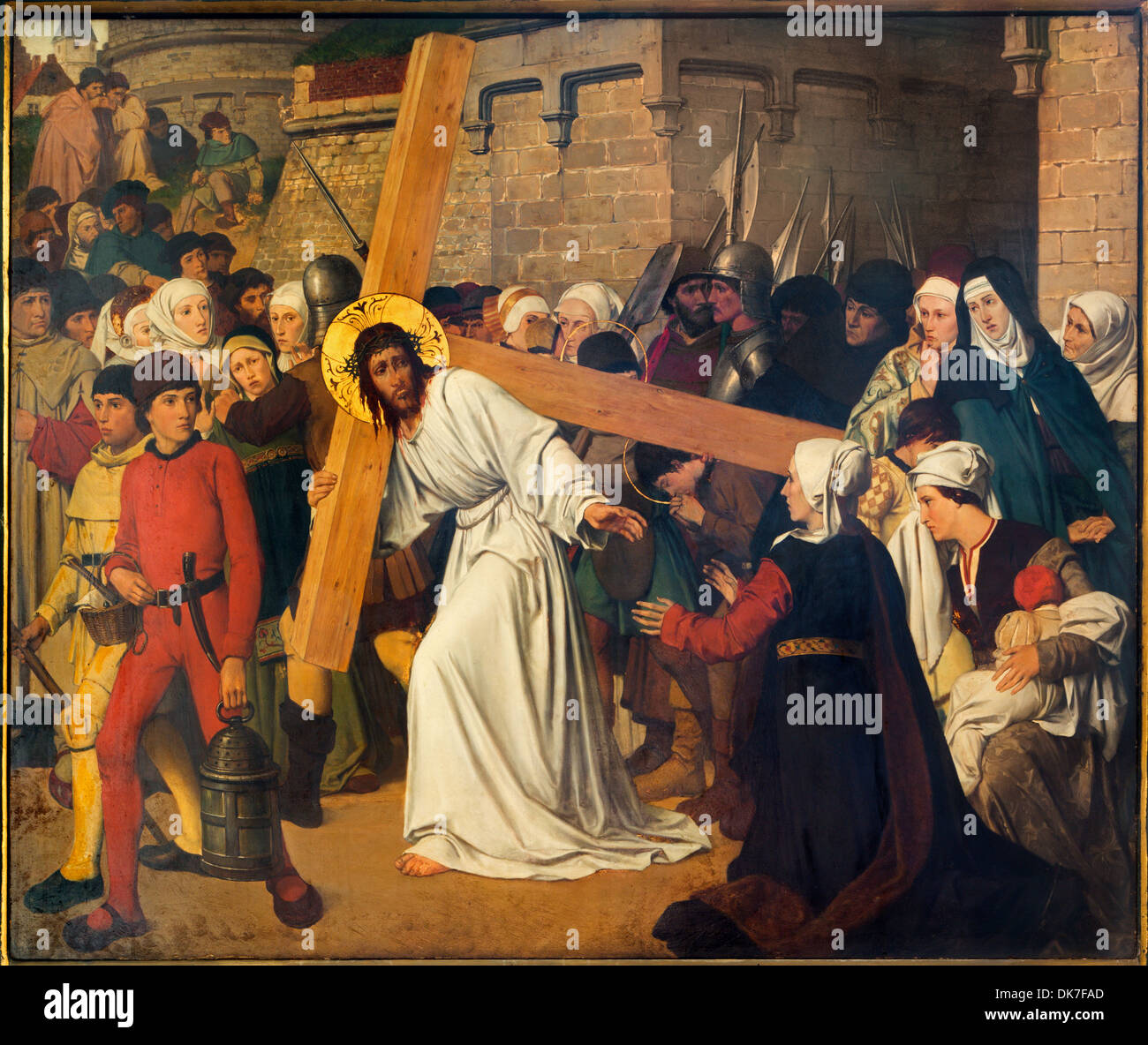 Antwerp - Fresco - Jesus meets the women of Jerusalem by Josef Janssens