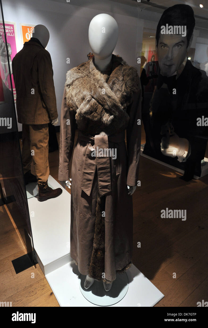 A leather fur lined full-length coat by Armani unlabelled worn by Rosamund  Pike as Miranda Frost in Die Another Day Estimate Stock Photo - Alamy