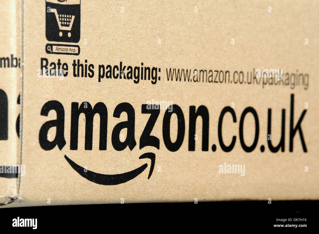 Amazon cardboard delivery box Stock Photo Alamy