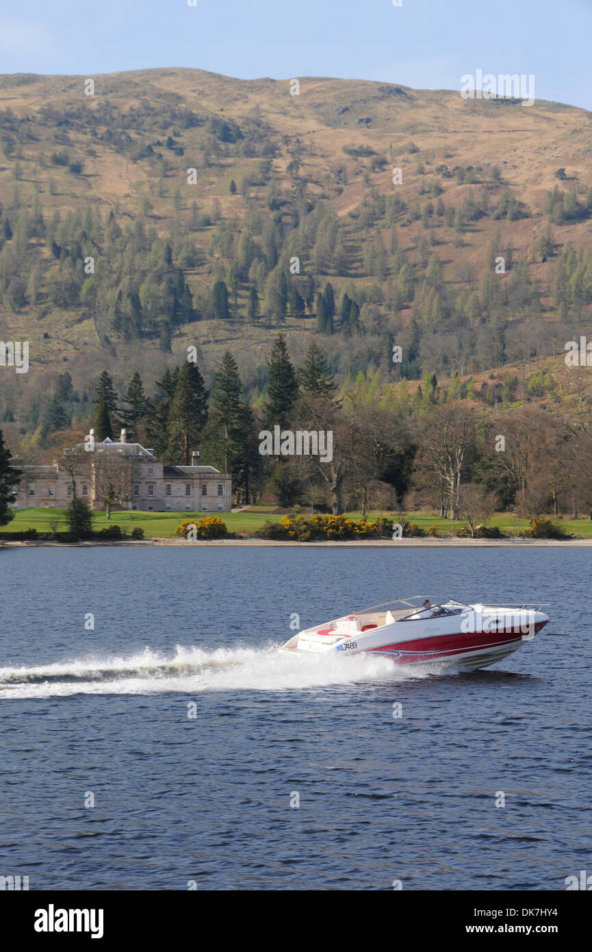 Speed Boat, Loch Lomond, West Dumbartonshire, Scotland Stock Photo