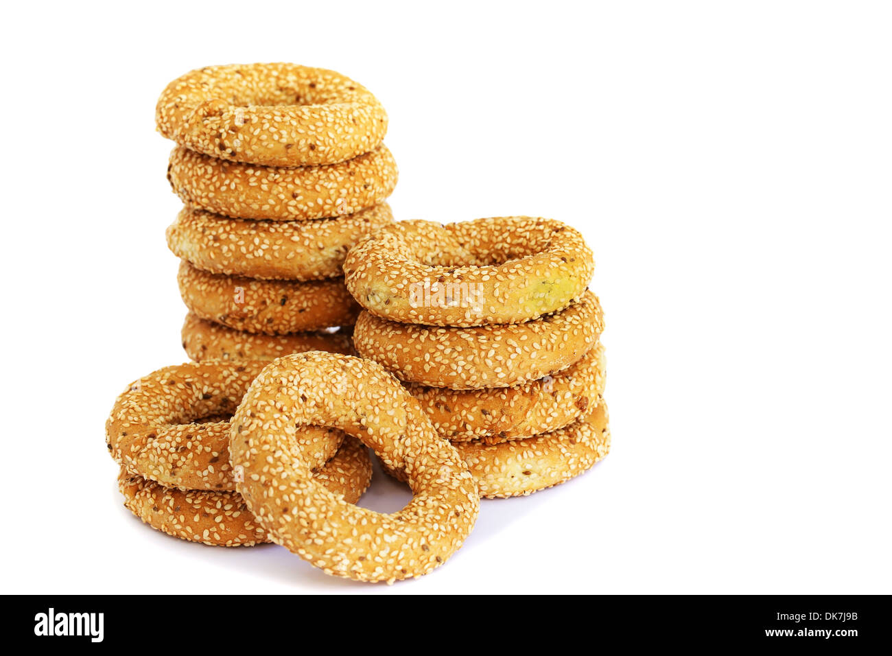 Stacks of round rusks isolated on white background Stock Photo - Alamy