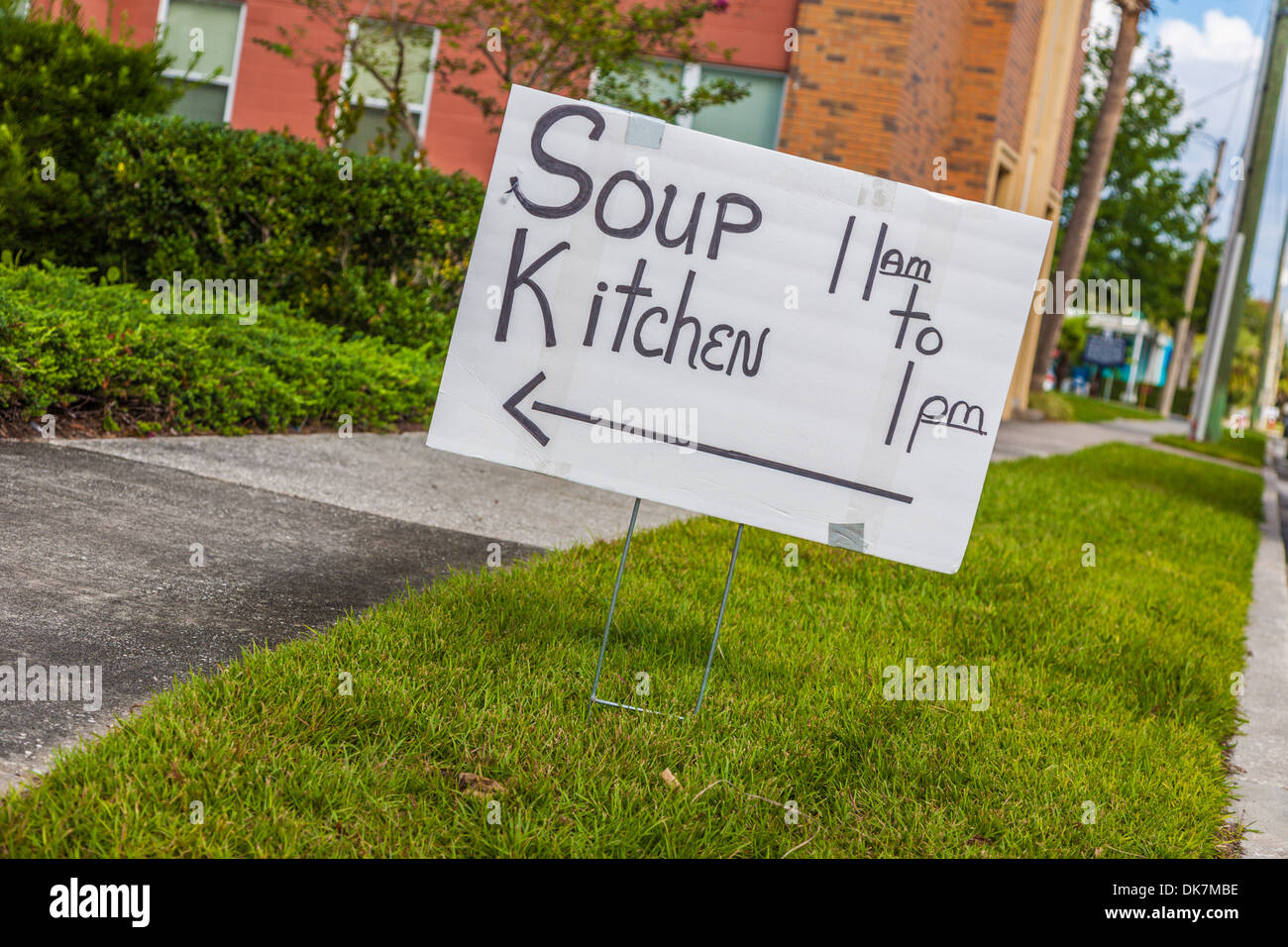 Soup Kitchen sign at a church in Green Cove Springs, Florida Stock Photo