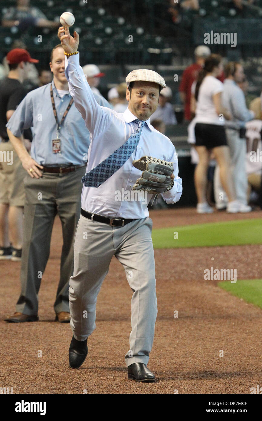 June 26, 2011 - Houston, Texas, U.S - Rob Schneider worming up his arm for  the throwing the first pitchThe Tampa Bay Rays beat the Houston Astros  14-10 at Minute Maid Park