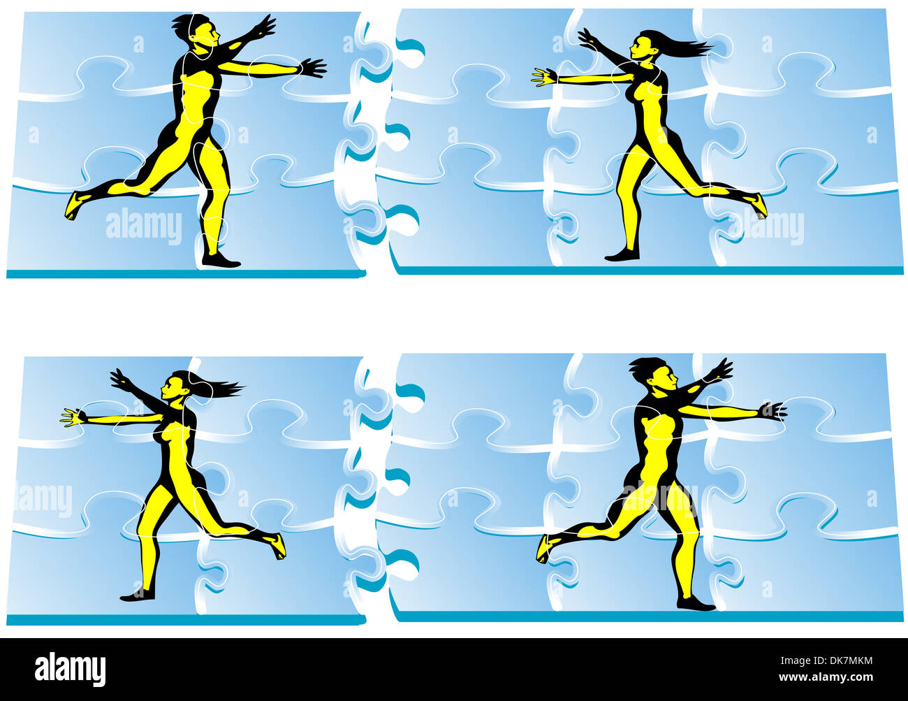 correctly folded puzzle. relationship between woman and man Stock Photo