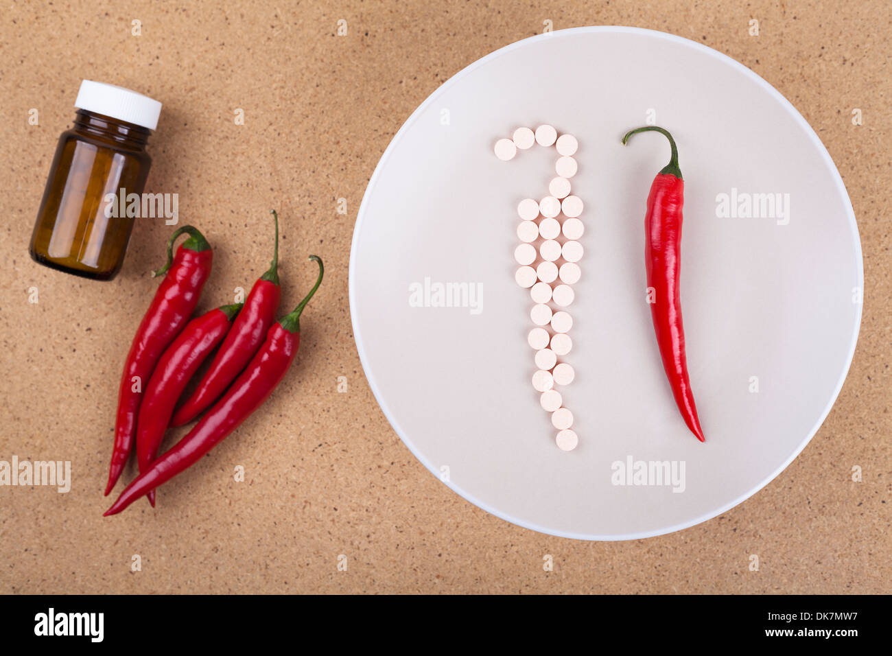 Healthy eating concept. Red chili peppers as good source of vitamins. Stock Photo