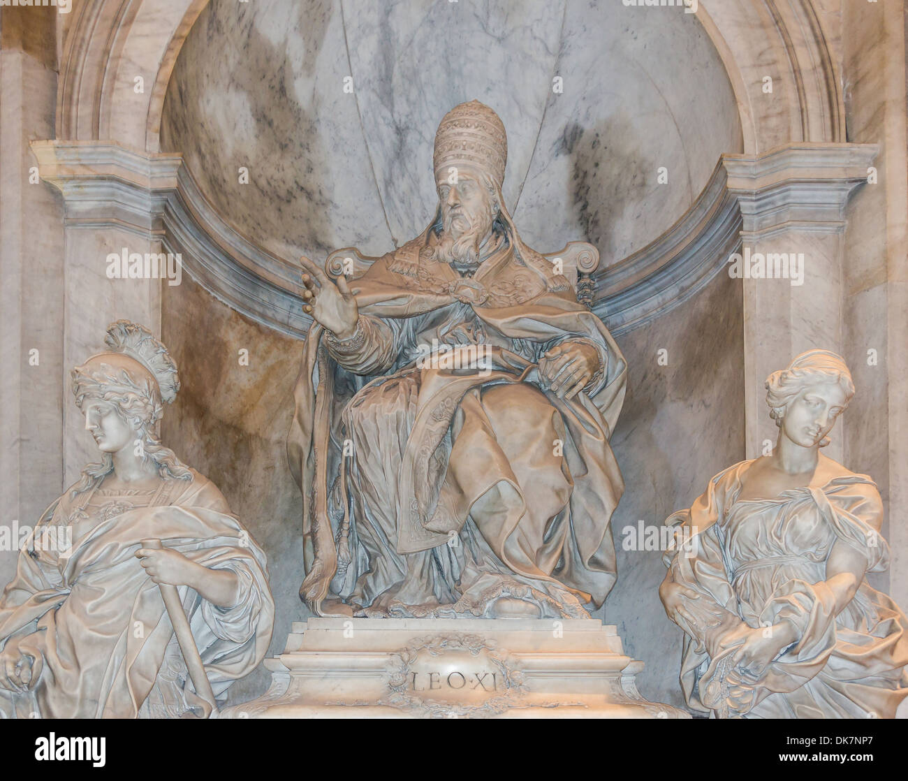Monument to pope Leo XI, detail, by Alessandro Algardi, Saint Peter's Basilica, Vatican City. Stock Photo