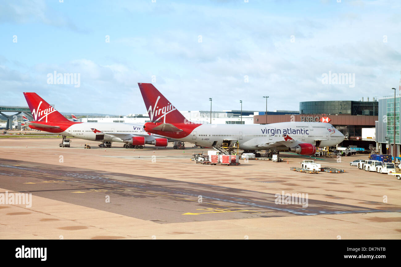 Virgin Atlantic plane planes on the ground, South terminal Gatwick airport London UK Stock Photo
