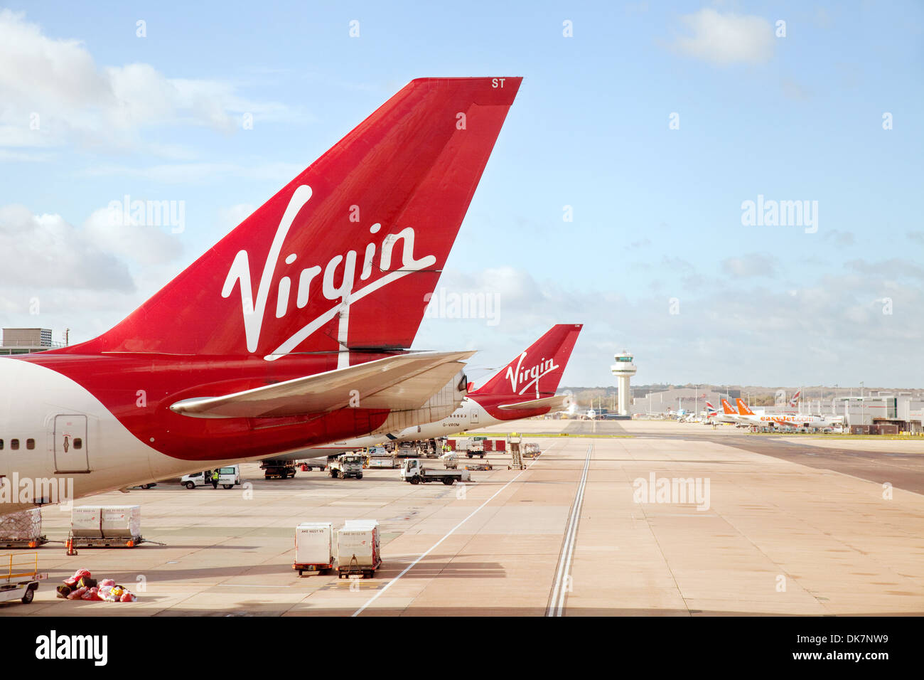 Virgin Atlantic plane planes on the ground, South terminal Gatwick