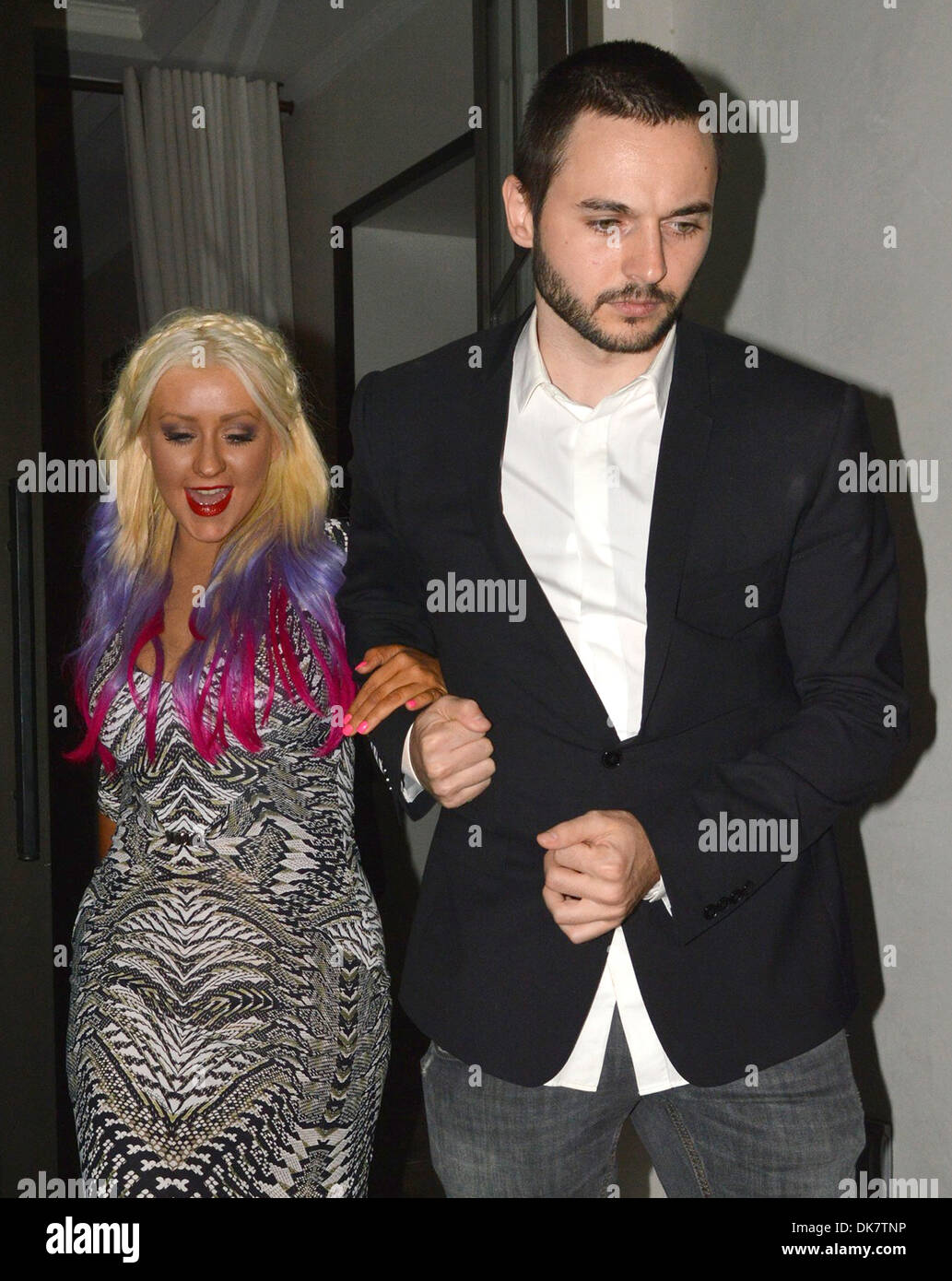 Christina Aguilera and boyfriend Matthew Rutler leave Spago restaurant