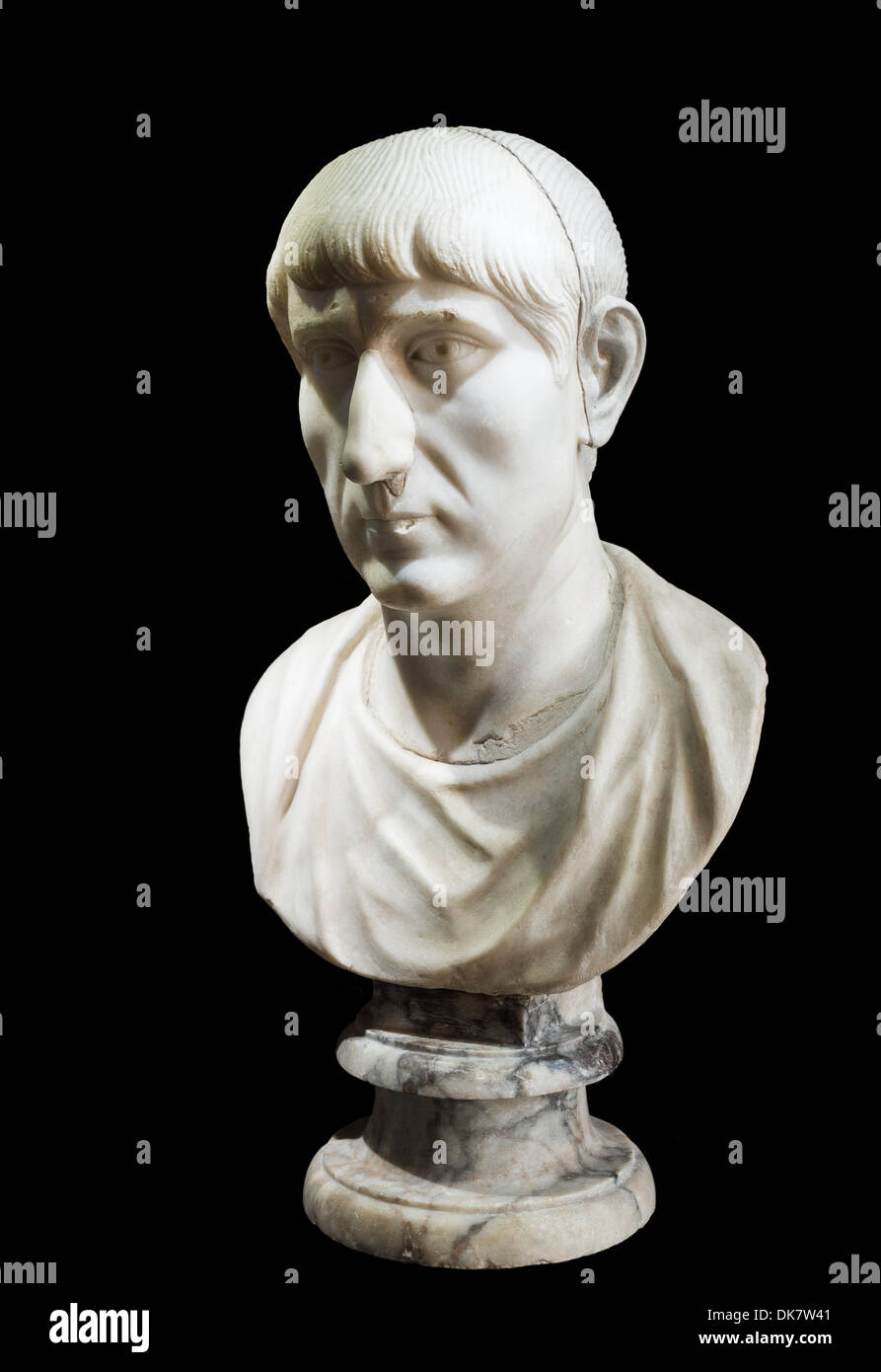 bust of emperor Constantius II (317 - 361), son and successor of Constantine the Great. Stock Photo