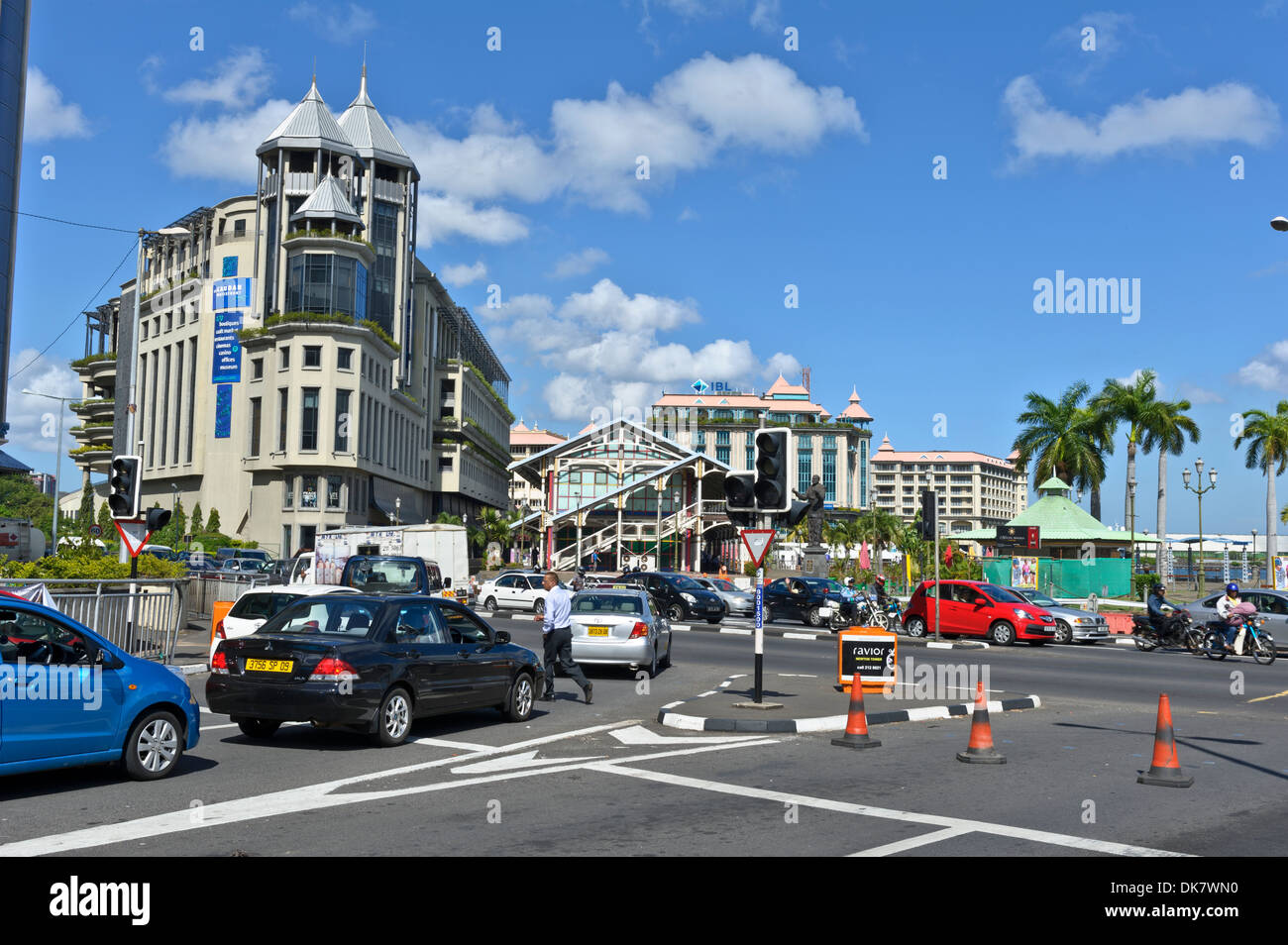 Traffic at Caudan Waterfront, Port Louis, Mauritius Stock Photo