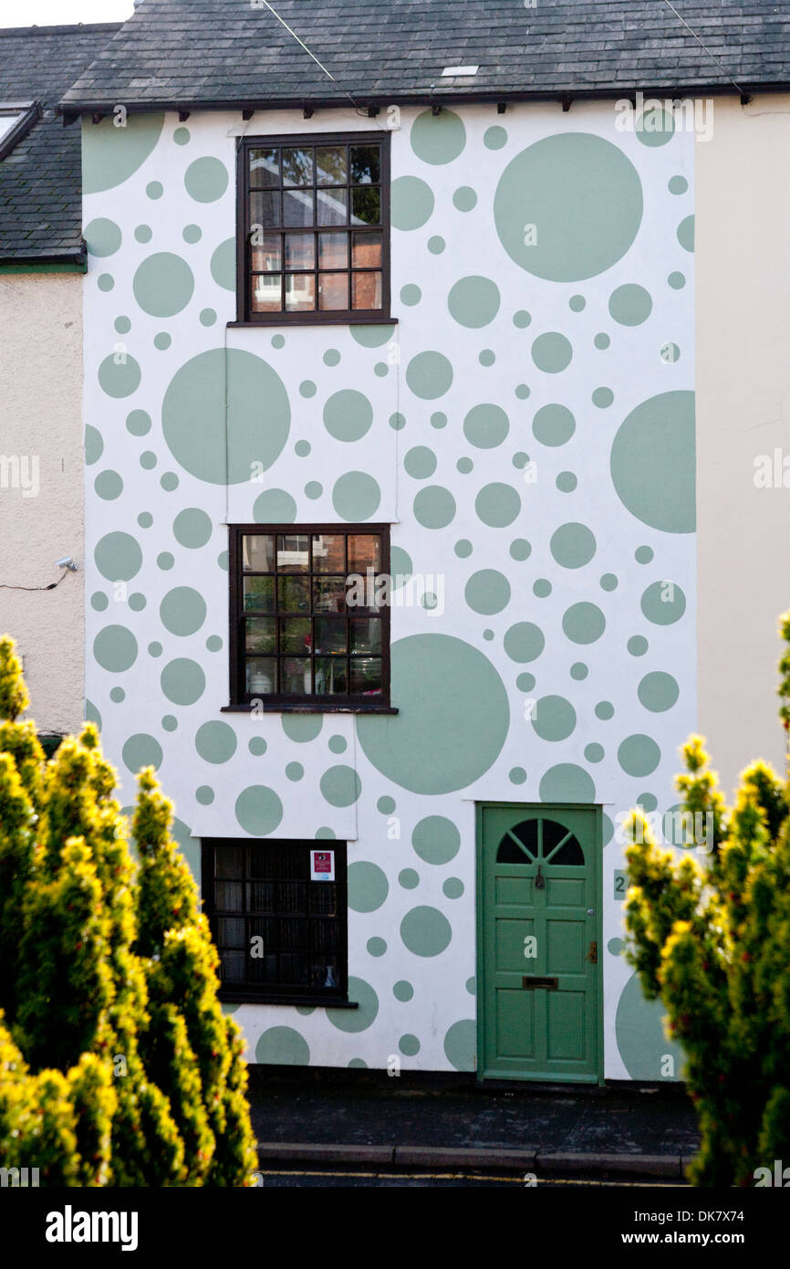 A house in Bishops Castle Shropshire decorated with spots. Stock Photo