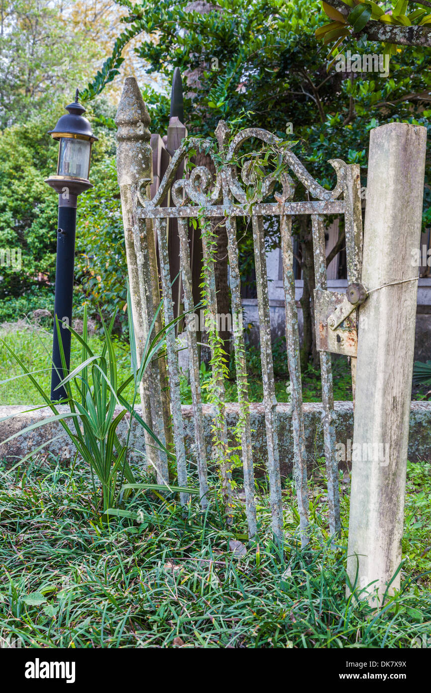 Antique wrought iron gate in Green Cove Springs, Florida Stock Photo