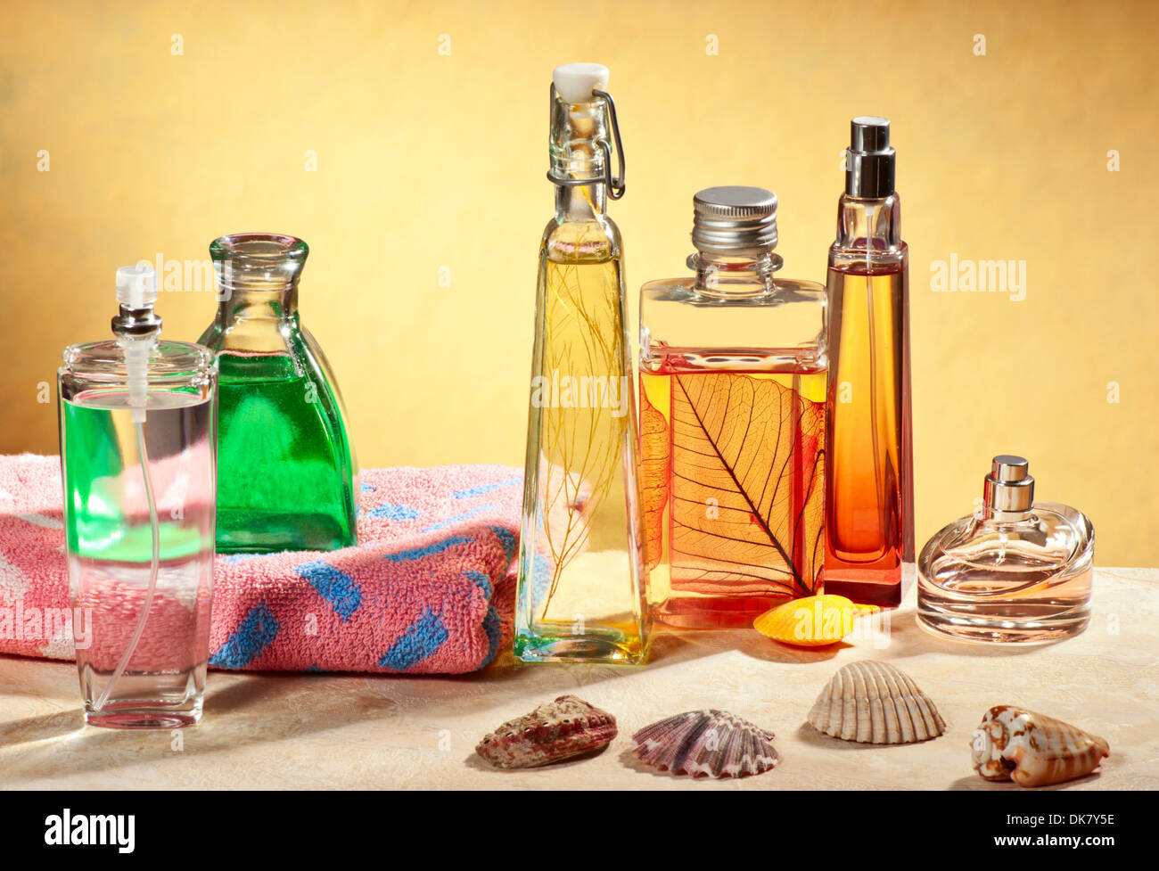 perfumes in the bathroom Stock Photo Alamy