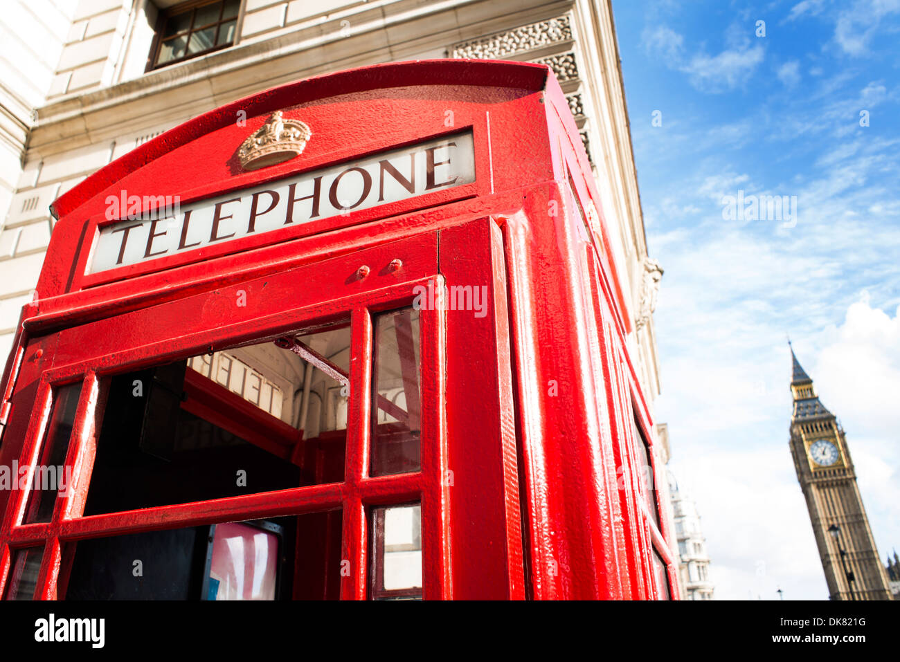 Big ben and red phone cabine in London Stock Photo