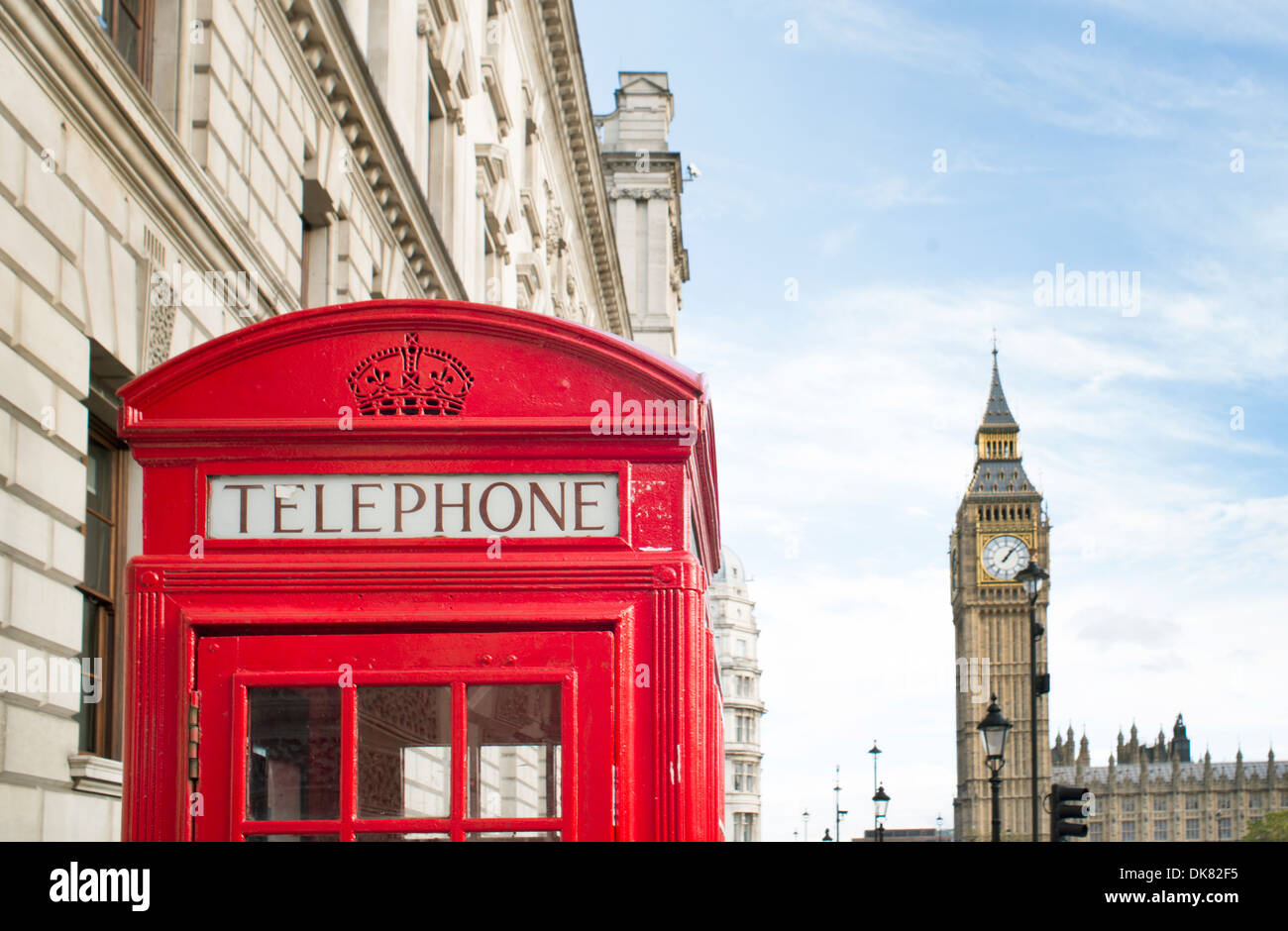 Big ben and red phone cabine in London Stock Photo