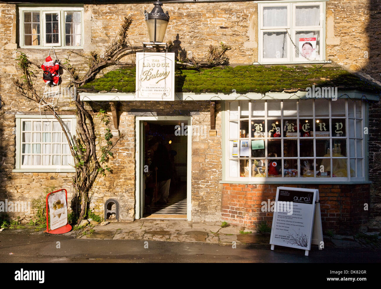 An old-fashioned baker's shop in the historic village of Lacock in Wiltshire. Stock Photo