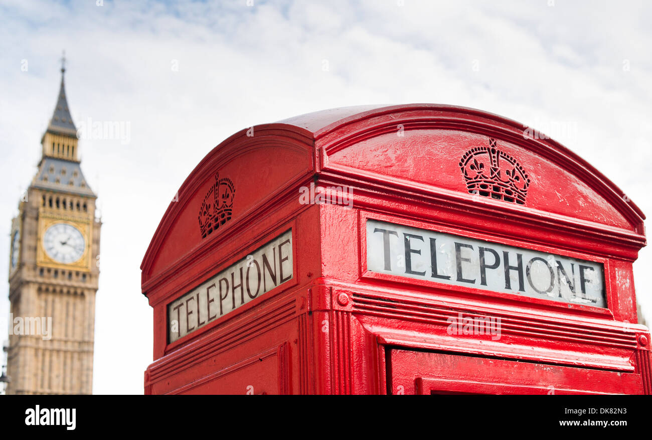 Big ben and red phone cabine in London Stock Photo