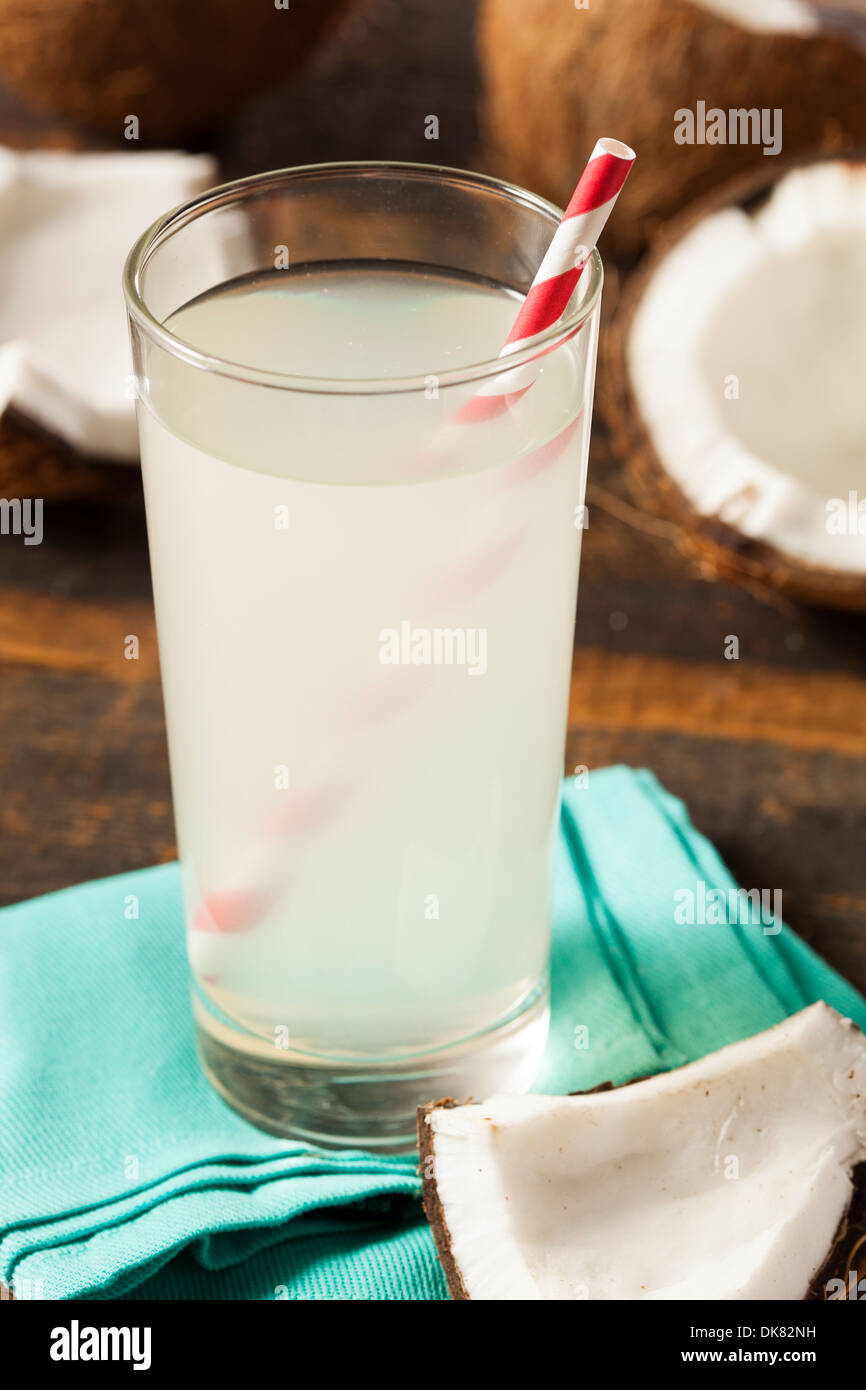 Fresh Organic Coconut Water in a Glass Stock Photo